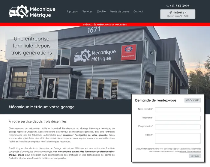 Capture d'écran du site mecaniquemetrique.com
